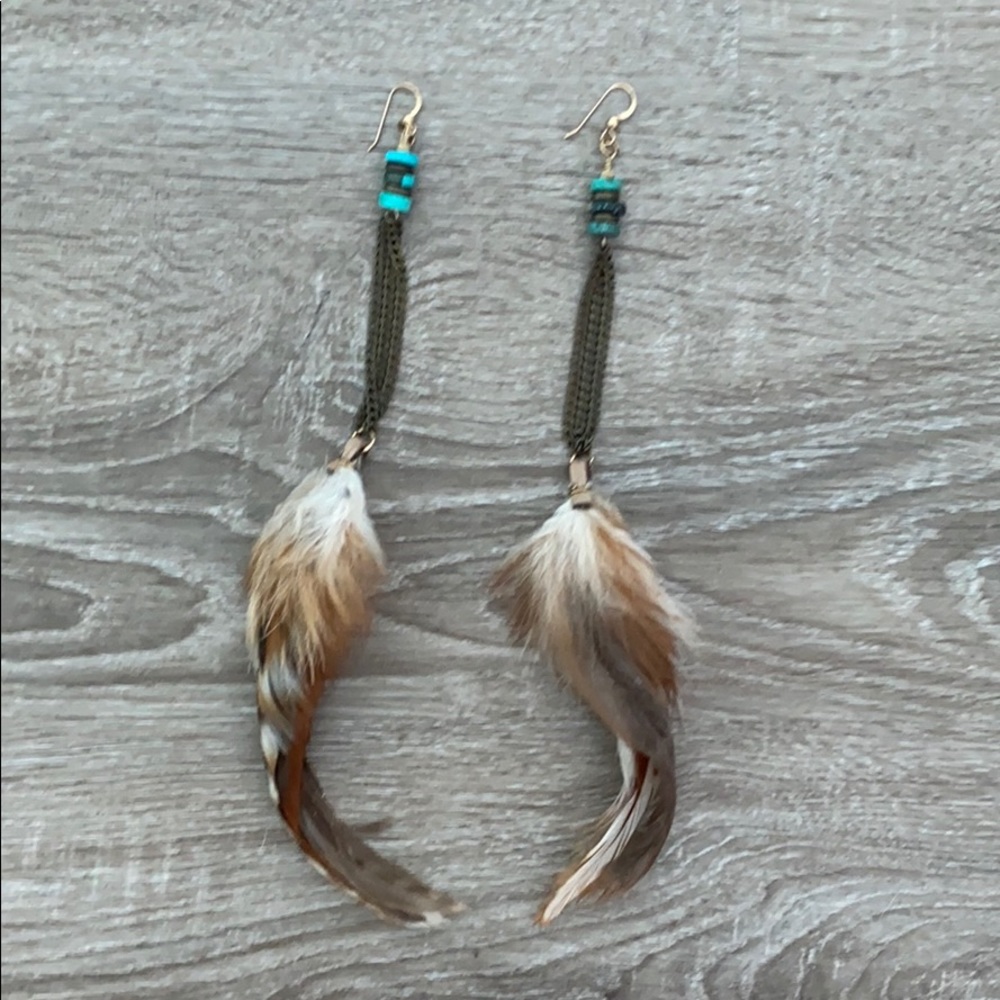 ❤️ Ettika Feather Gold Chain Earrings NWOT